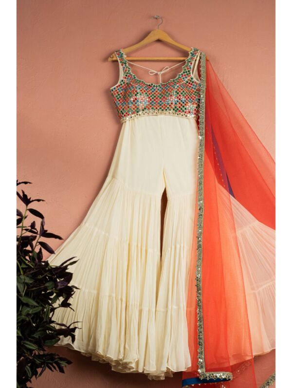 Anisha Shetty - IVORY KALEIDOSCOPE DREAM SHARARA SET