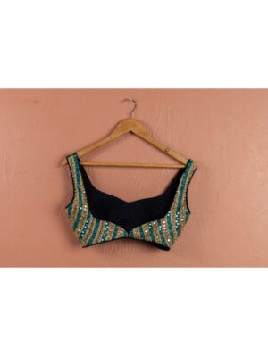 Anisha Shetty - IVORY MIDNIGHT BLUE MIRROR MAGIC SHARARA SET - Image 3