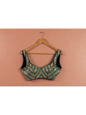 Anisha Shetty - IVORY MIDNIGHT BLUE MIRROR MAGIC SHARARA SET - Image 2