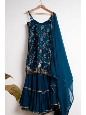 Anisha Shetty - TEAL BLUE SHARARA SET - Image 2