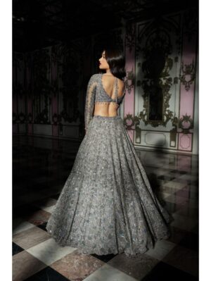 Seema Gujral - Silver Abstract Lehenga Set - Image 2