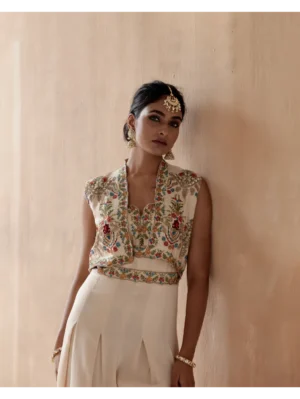 Aman Takyar - Ivory jumpsuit with floral thread embroidery - Image 6