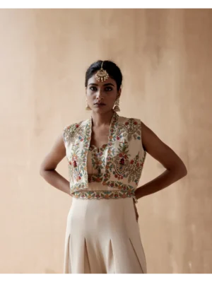 Aman Takyar - Ivory jumpsuit with floral thread embroidery - Image 7