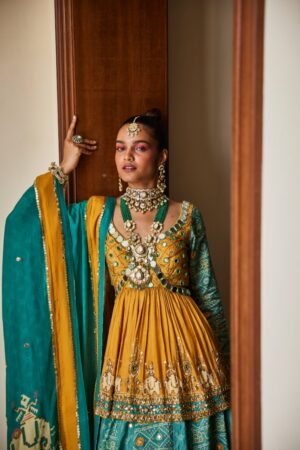 The Royaleum - PEPLUM TOP WITH LEHENGA PAIRED WITH PRINTED DUPATTA - Image 3