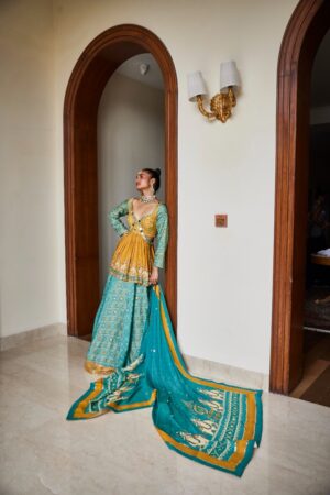 The Royaleum - PEPLUM TOP WITH LEHENGA PAIRED WITH PRINTED DUPATTA - Image 4