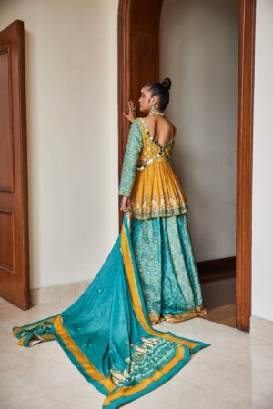 The Royaleum - PEPLUM TOP WITH LEHENGA PAIRED WITH PRINTED DUPATTA - Image 2