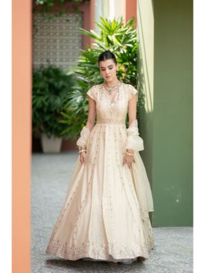 Esha Koul-  Offwhite Mirror anarkali Set - Image 4