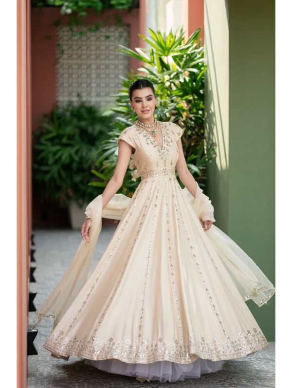 Esha Koul-  Offwhite Mirror anarkali Set