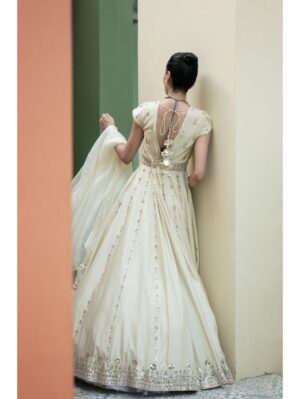 Esha Koul-  Offwhite Mirror anarkali Set - Image 6