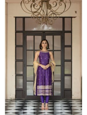 Esha Koul- Purple Chudidar Set - Image 2