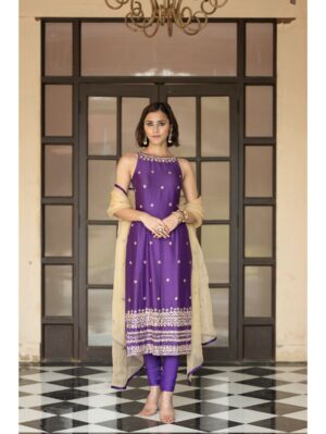 Esha Koul- Purple Chudidar Set - Image 5