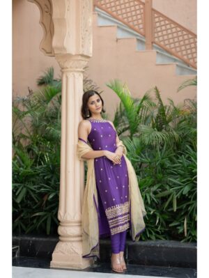 Esha Koul- Purple Chudidar Set - Image 3