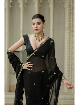 Esha Koul-  Black Saree - Image 2