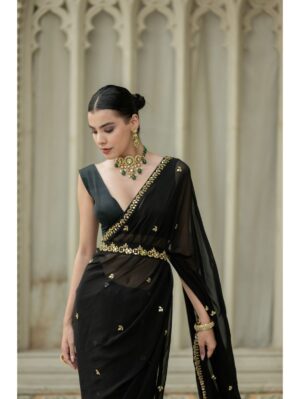 Esha Koul-  Black Saree - Image 5