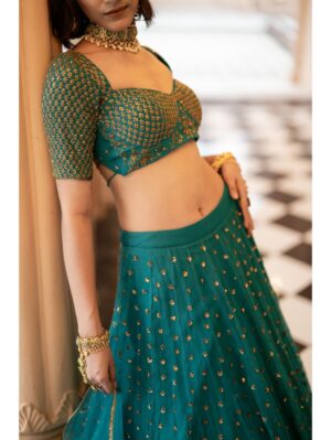 Esha Koul-  Teal green lehenga set - Image 4