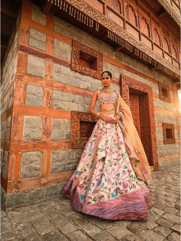 Aditi Gupta - Purple Paithani Silk fabric featuring beautiful deep V- neck blouse