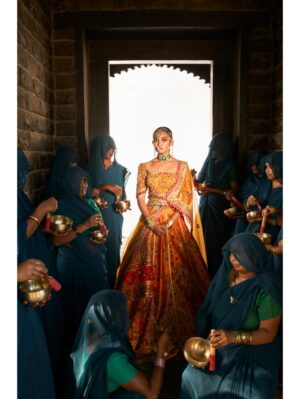 Aditi Gupta - Mustard yellow Kani Silk lehenga set featuring beautiful blouse - Image 2