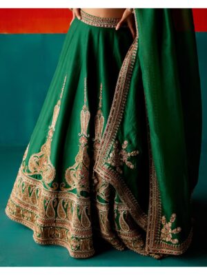 Aman Takyar - Dark Green Blouse Lehenga Set - Image 2