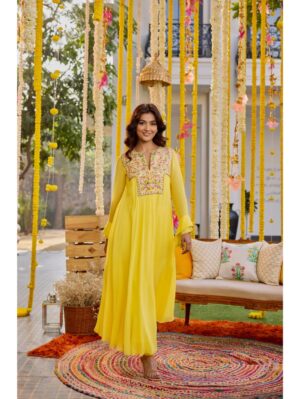 Sanya Gulati - yellow asymmetric biased kurta - Image 2