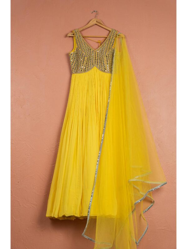 Anisha Shetty - LEMON YELLOW ANARKALI SET
