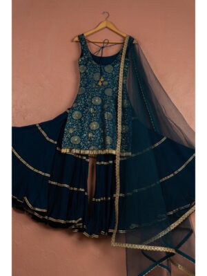 Anisha Shetty - NAVY BLUE SHARARA SET - Image 2