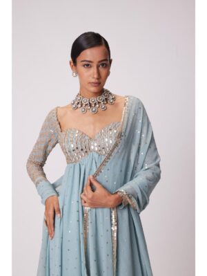 Vvani Vats - POWDER BLUE HIGH LOW KURTA SET - Image 3