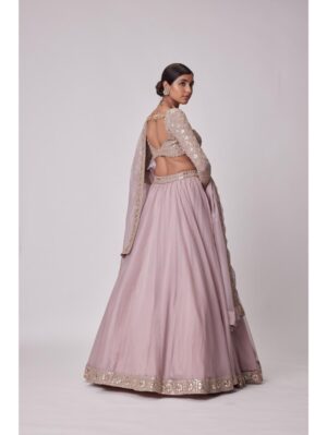Vvani Vats -ASH PINK ORGANZA LEHENGA SET - Image 2