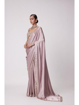 Vvani Vats - ASH PINK SATIN SAREE SET - Image 3