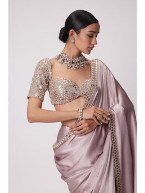 Vvani Vats - ASH PINK SATIN SAREE SET - Image 2