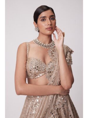 Vvani Vats - LIGHT BEIGE SEQUIN EMBROIDERED LEHENGA SET - Image 2