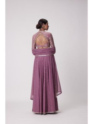 Vvani Vats - MUD MAUVE HAND EMBROIDERED LEHENGA PANTS SET - Image 3