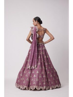 Vvani Vats - MUD MAUVE SEQUIN EMBROIDERED LEHENGA SET - Image 3