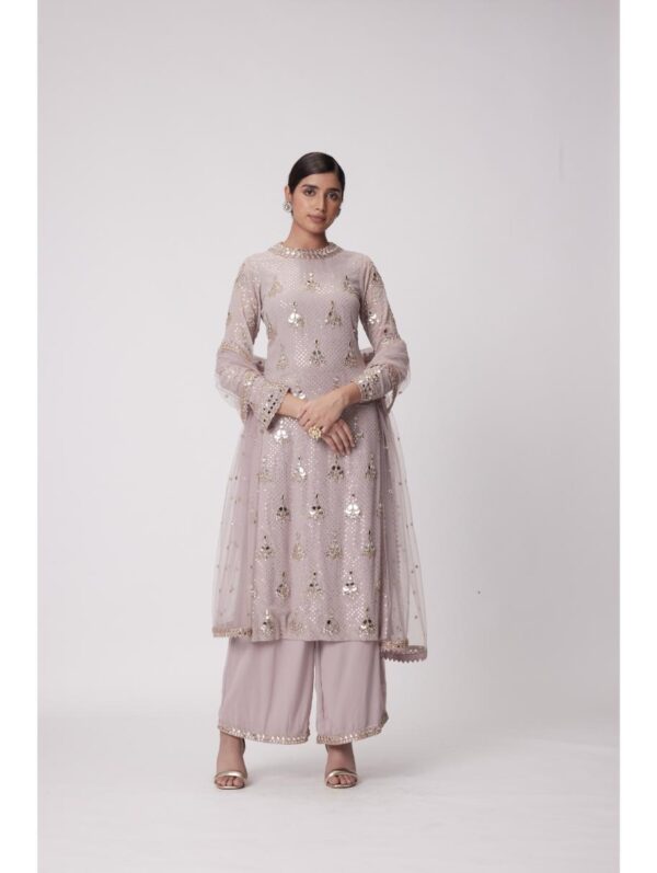 Vvani Vats - MUD MAUVE STRAIGHT KURTA SET