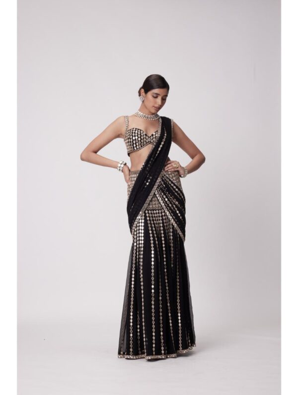 Vvani Vats - BLACK PRE DRAPED SAREE SET
