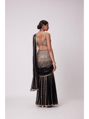 Vvani Vats - BLACK PRE DRAPED SAREE SET - Image 4