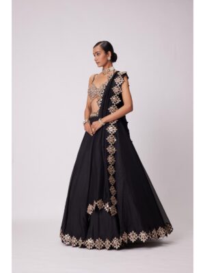 Vvani Vats - BLACK ORGANZA LEHENGA SET - Image 3