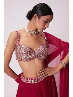 Vvani Vats - CRIMSON RED LEHENGA PANTS SET - Image 3