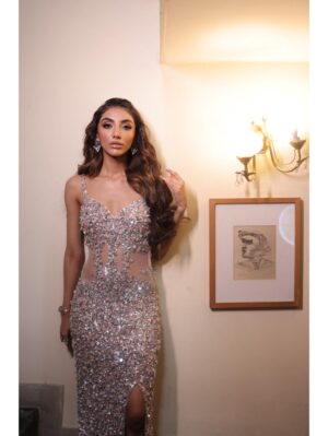 Mehul Gupta - Blush pink sequins, reflecting cut dana embroidered gown - Image 7