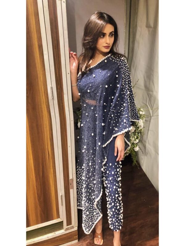 Mehul Gupta - pearl embroiderd one-shoulder kaftan,