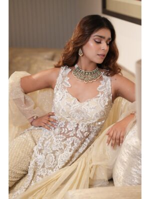 Mehul Gupta - flared sharara in cream colour - Image 3