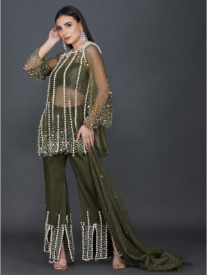 Mehul Gupta - PEARL EMBROIDERED FULL SLEEVES KAFTAN - Image 4