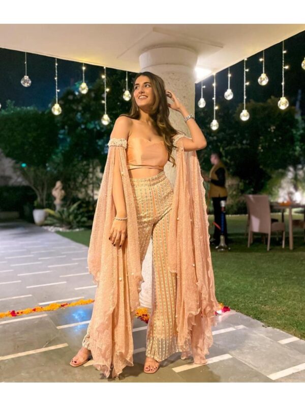 Mehul Gupta - SATIN BUSTIER PAIRED WITH EMBROIDRED PANTS