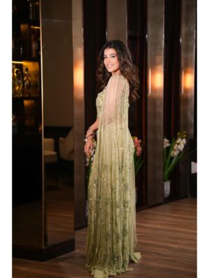 Mehul Gupta -Light green crystals embroidered skirt & blouse - Image 7
