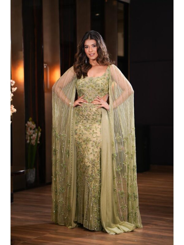 Mehul Gupta -Light green crystals embroidered skirt & blouse