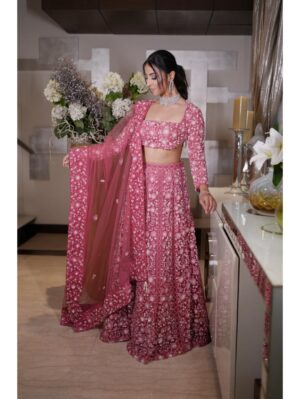 Mehul Gupta - Rouge pink base lehenga with blouse - Image 5