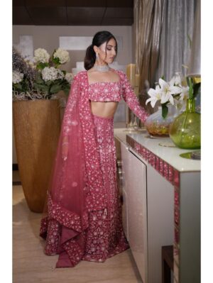 Mehul Gupta - Rouge pink base lehenga with blouse - Image 4
