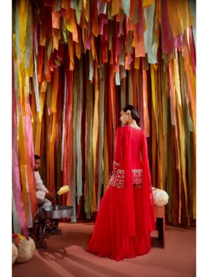 Sanya Gulati - HOT PINK SHORT JACKET AND SHARARA SET - Image 2