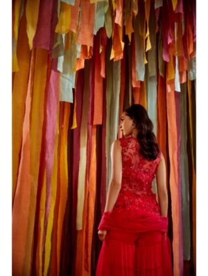 Sanya Gulati - HOT PINK 3D FLOWERS KURTA AND SHARARA - Image 4