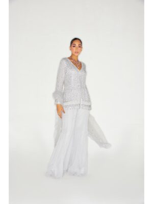 Sanya Gulati - GREY TONAL KURTA AND FLARED PANTS SET - Image 4