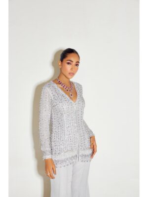 Sanya Gulati - GREY TONAL KURTA AND FLARED PANTS SET - Image 5